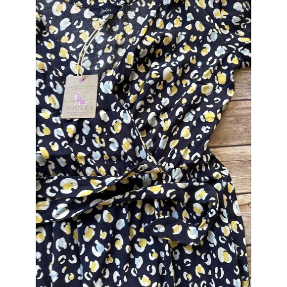 NEW $113 Joules Chloe Print Wrap Dress - Navy Leopard/ Animal Print Size 8 - Picture 3 of 10